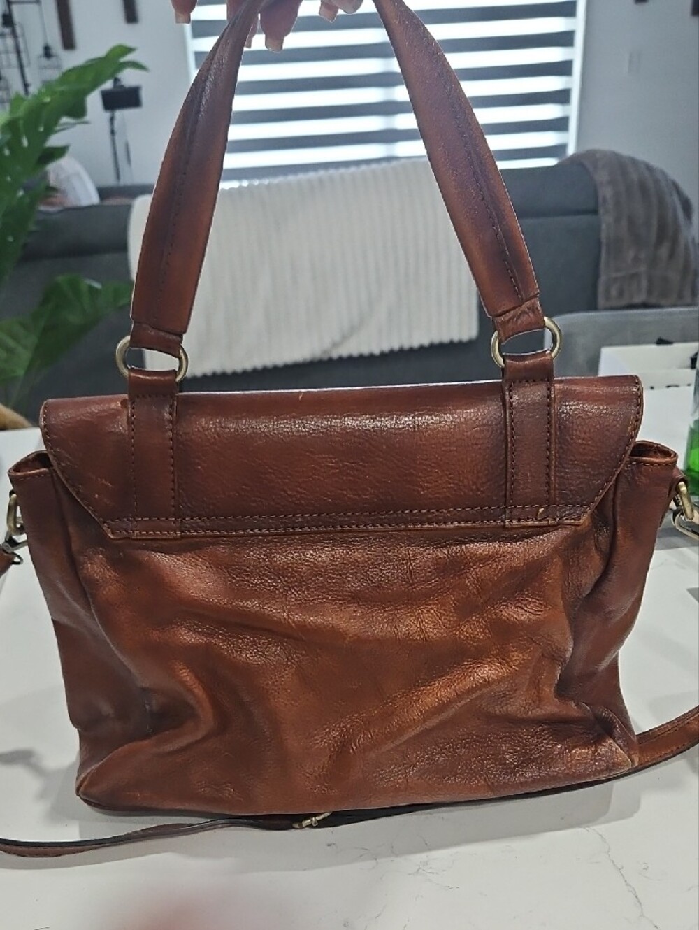 Pratezi Firenze - Brown Leather Satchel Handbag - Picture 2 of 12